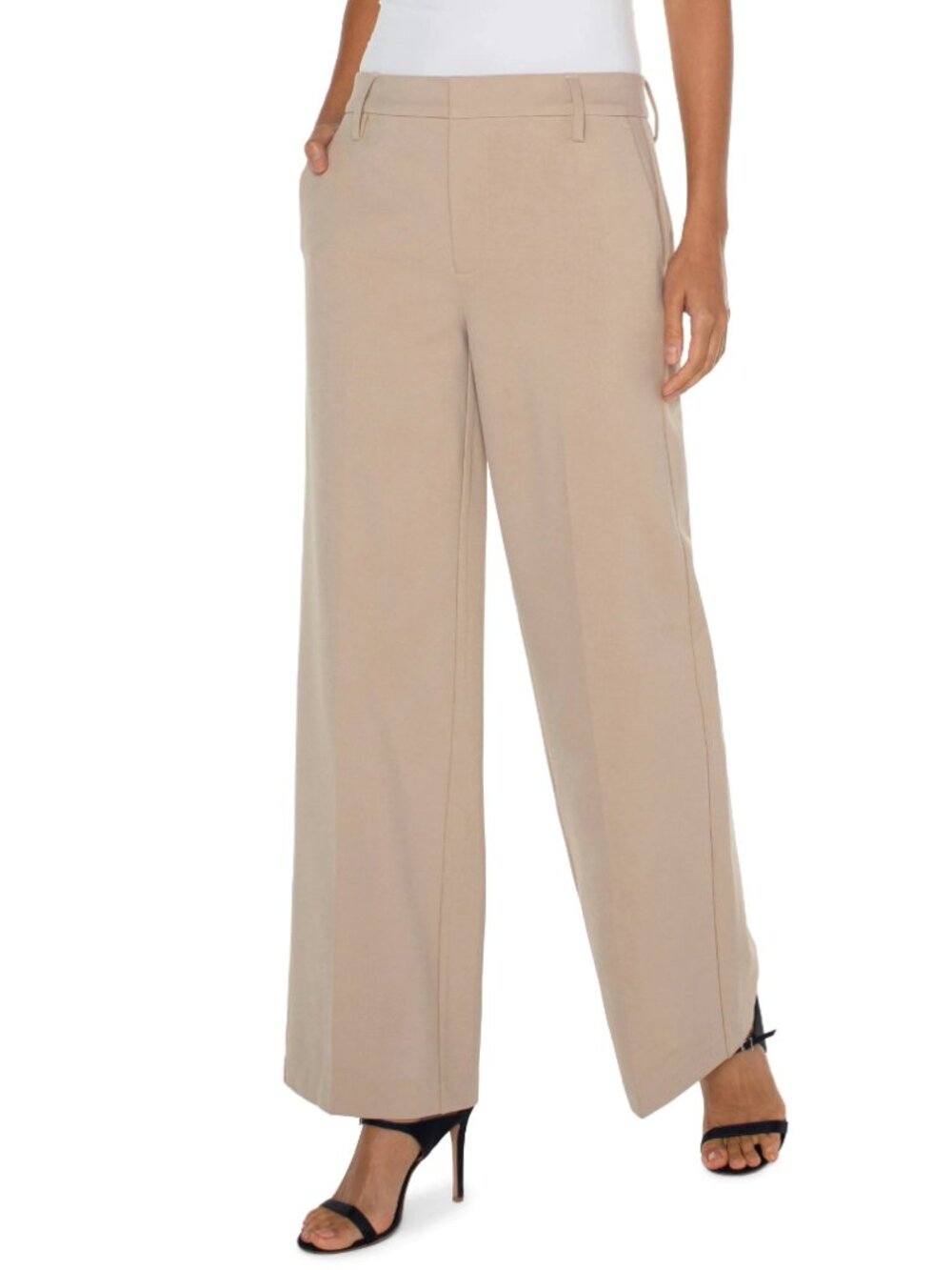 Liverpool Kelsey Wide Leg Trouser Womens 12 / 31 Khaki Tan Career Workwear